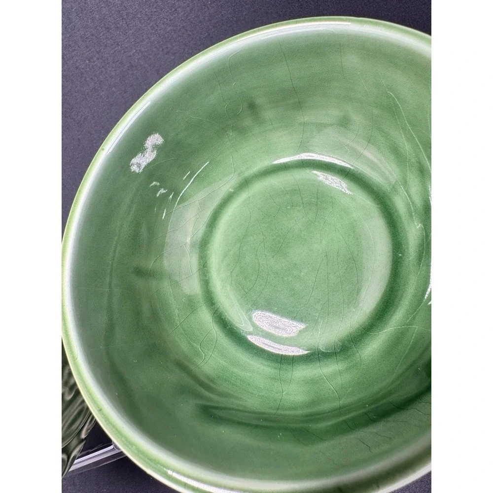Bordallo Pinheiro Dragonfly Green Majolica Coupe Cereal Bowls 2 Portugal Display